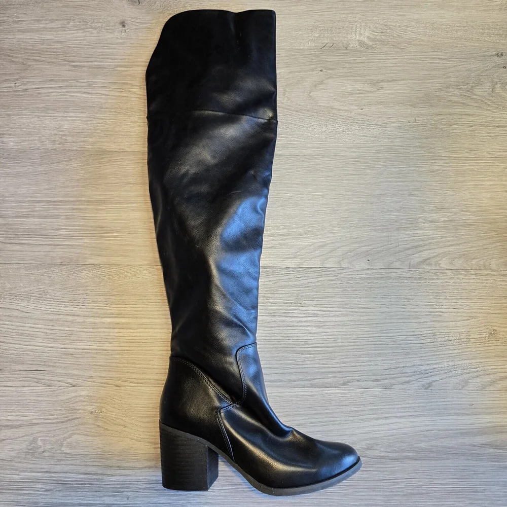 BP Luke Black Faux Leather Over-the-Knee Boots Size 6 NWOB Y2K Whimsigoth Retro